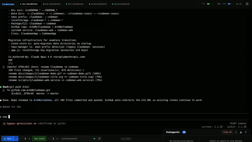 Codeman — parallel subagent visualization